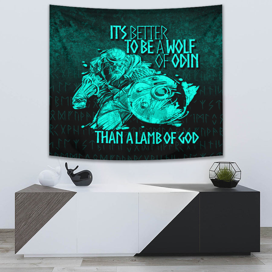 Ligerking Tapestry - It's Better To Be A Wolf Of Odin Than A Lamb Of God Tapestry A7