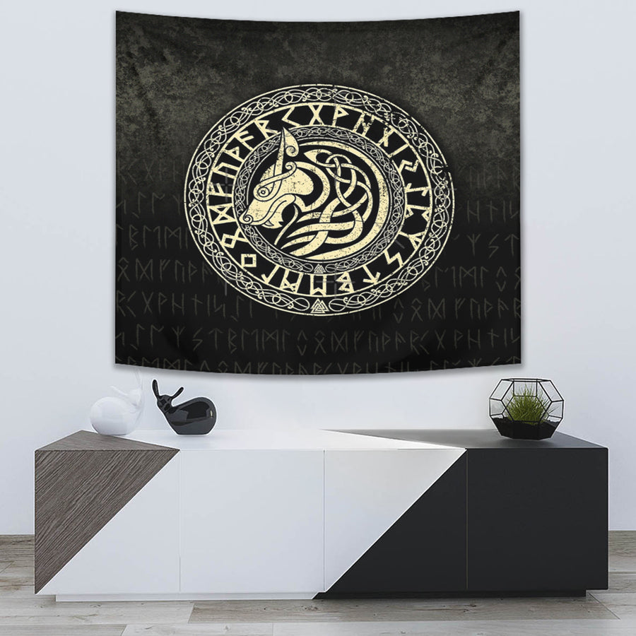 Ligerking Tapestry - Viking Wolf - Gold Version Tapestry A7