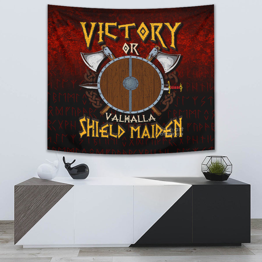 Ligerking Tapestry - Victory or Valhalla Shield Maiden Tapestry A7
