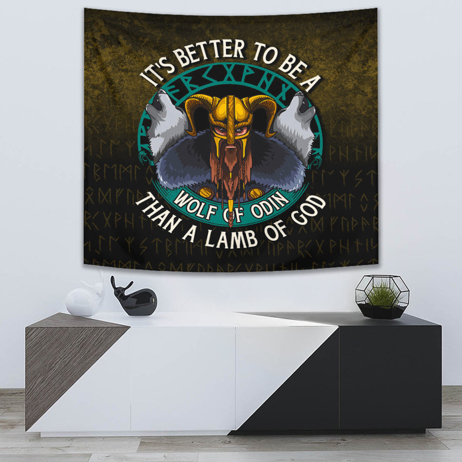 Ligerking Tapestry - Its Better To Be A Wolf Of Odin Than A Lamb Of God Tapestry A7