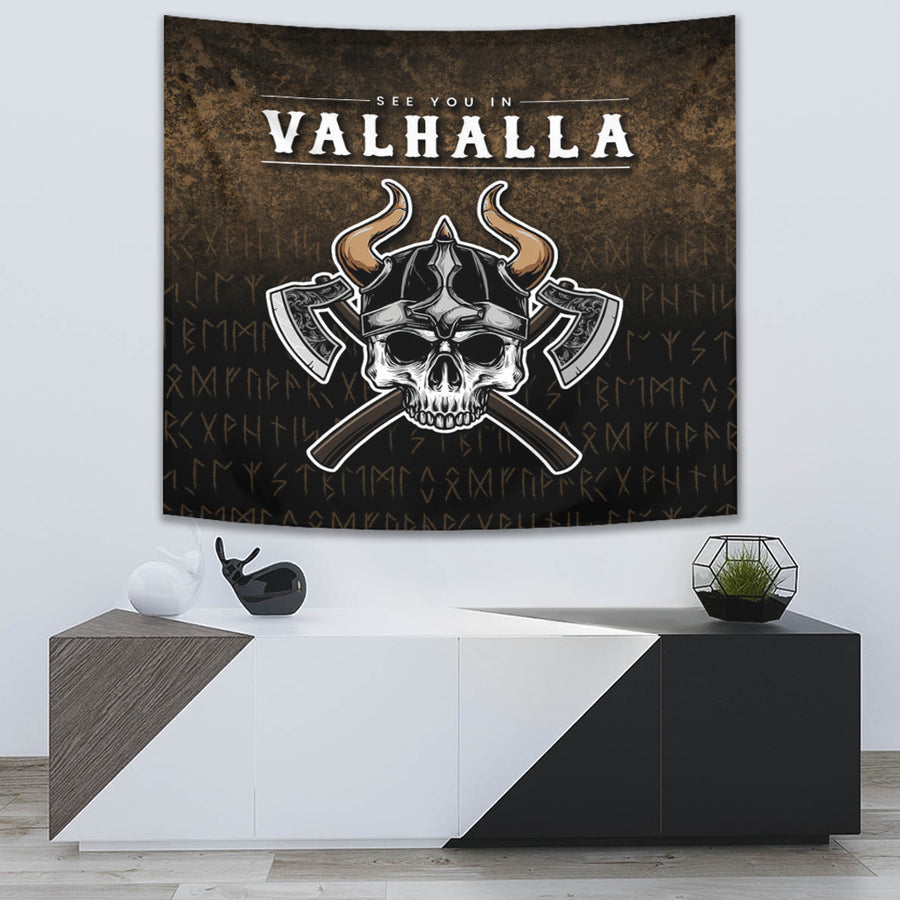 Ligerking Tapestry - See You In Valhalla Vikings Nordic Tapestry A7