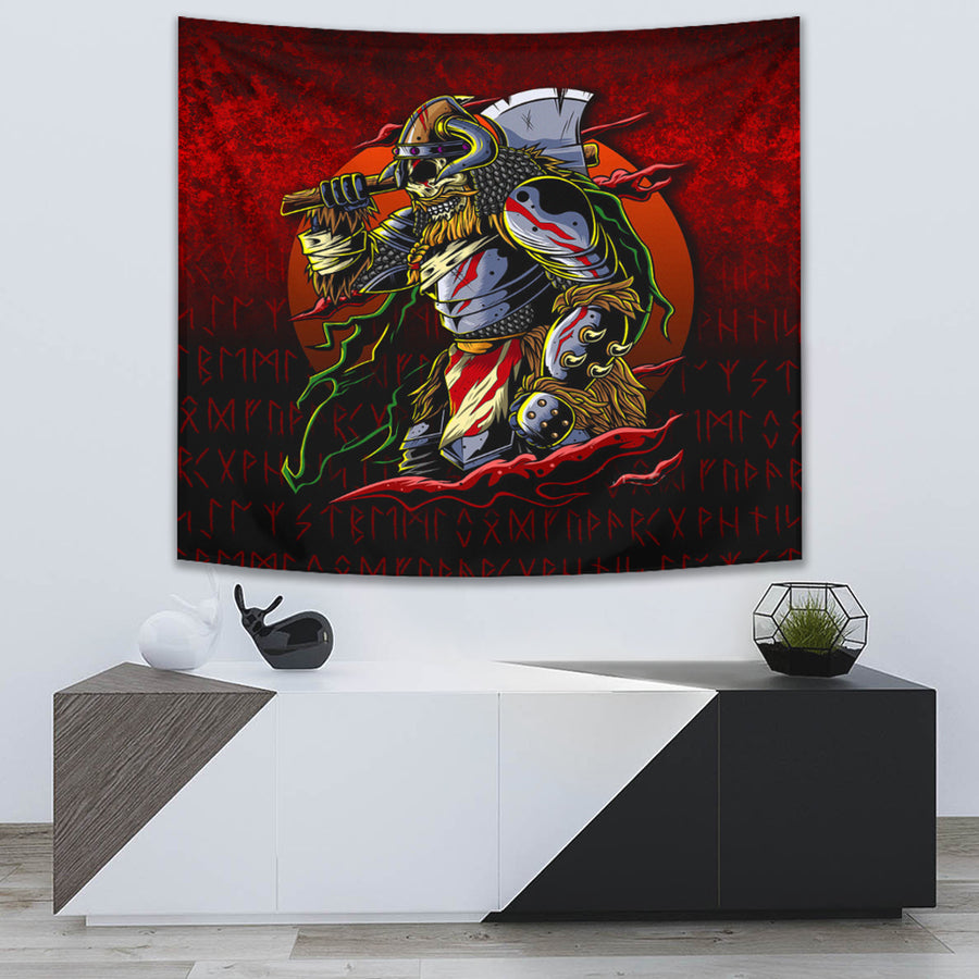 Ligerking Tapestry - Samurai Viking Warrior Ronin Berserk Armor Axe Tapestry A7