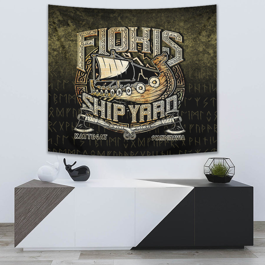 Ligerking Tapestry - The Viking Flokis Ship Yard Tapestry A7