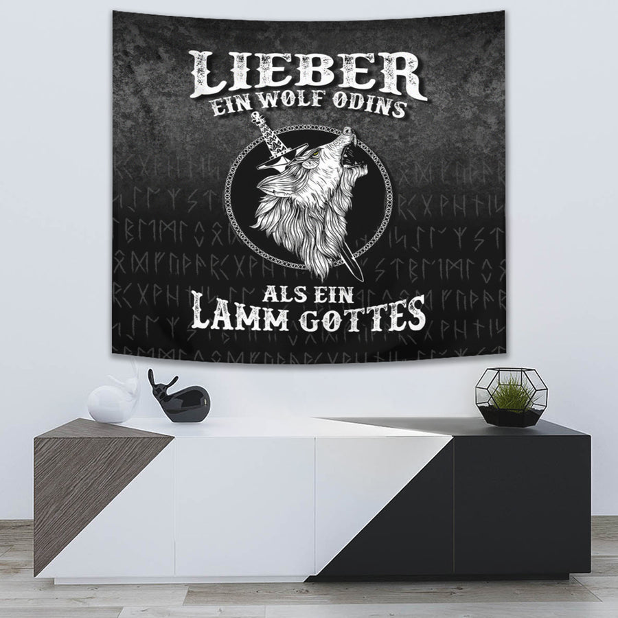 Ligerking Tapestry - Lieber Ein Wolf Odins Als Ein Lamm Gottes Tapestry A7