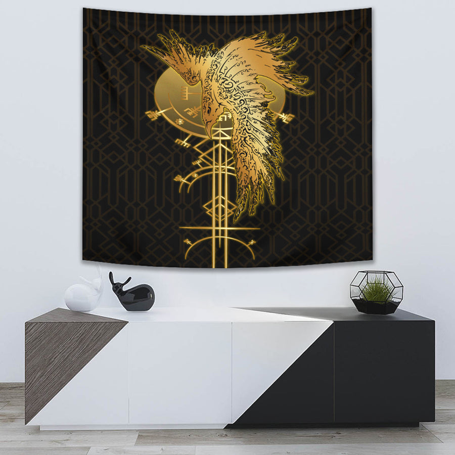 Ligerking Tapestry -Viking Raven Gold Tapestry A95