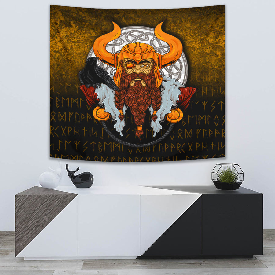Ligerking Tapestry - Viking God Odin Raven Tapestry A7
