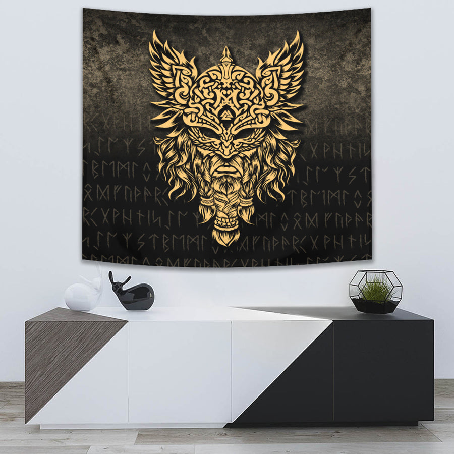Ligerking Tapestry - Odin The Allfather Asgard God And Chief Of Aesir - Gold Version Tapestry A7