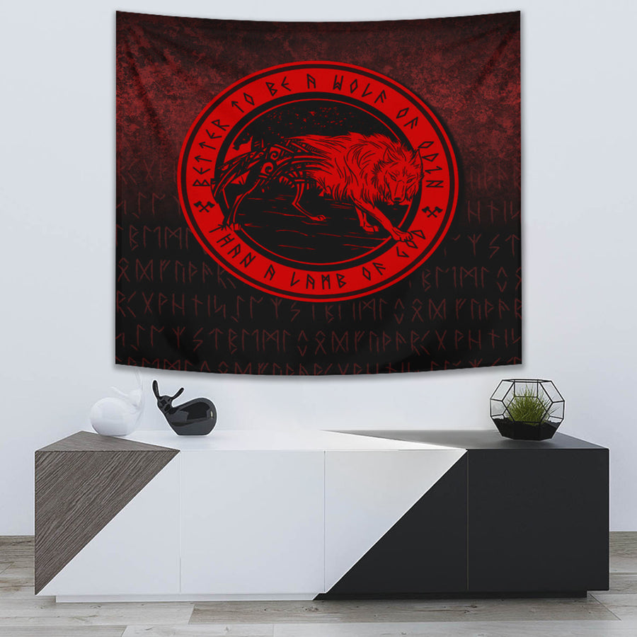 Ligerking Tapestry - Wolf Of Odin - Red Version Tapestry A7
