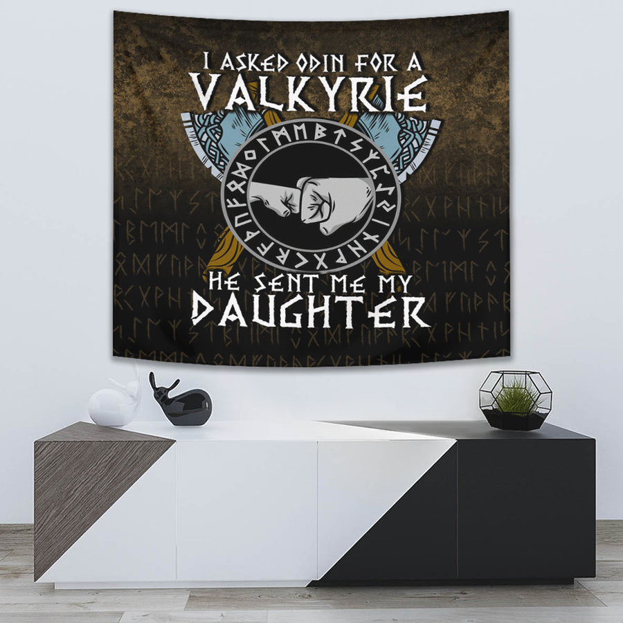 Ligerking Tapestry - I asked Odin for a Valkyrie Viking Daughter Tapestry A7