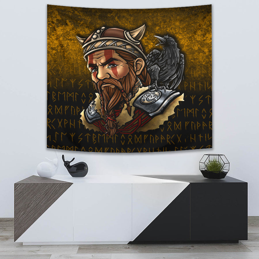 Ligerking Tapestry - Viking Warrior Odin Valhalla Raven Tapestry A7