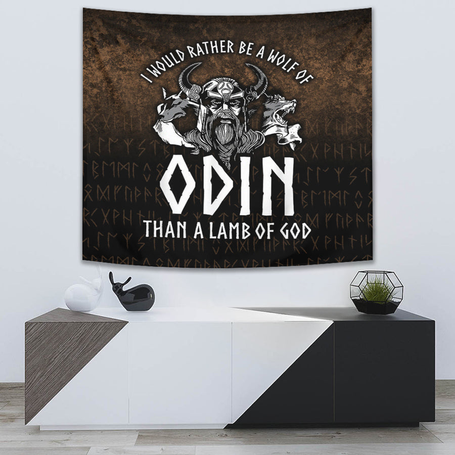 Ligerking Tapestry -I Would Rather Be A Wolf Of Odin Than A Lamb Of God Tapestry A7