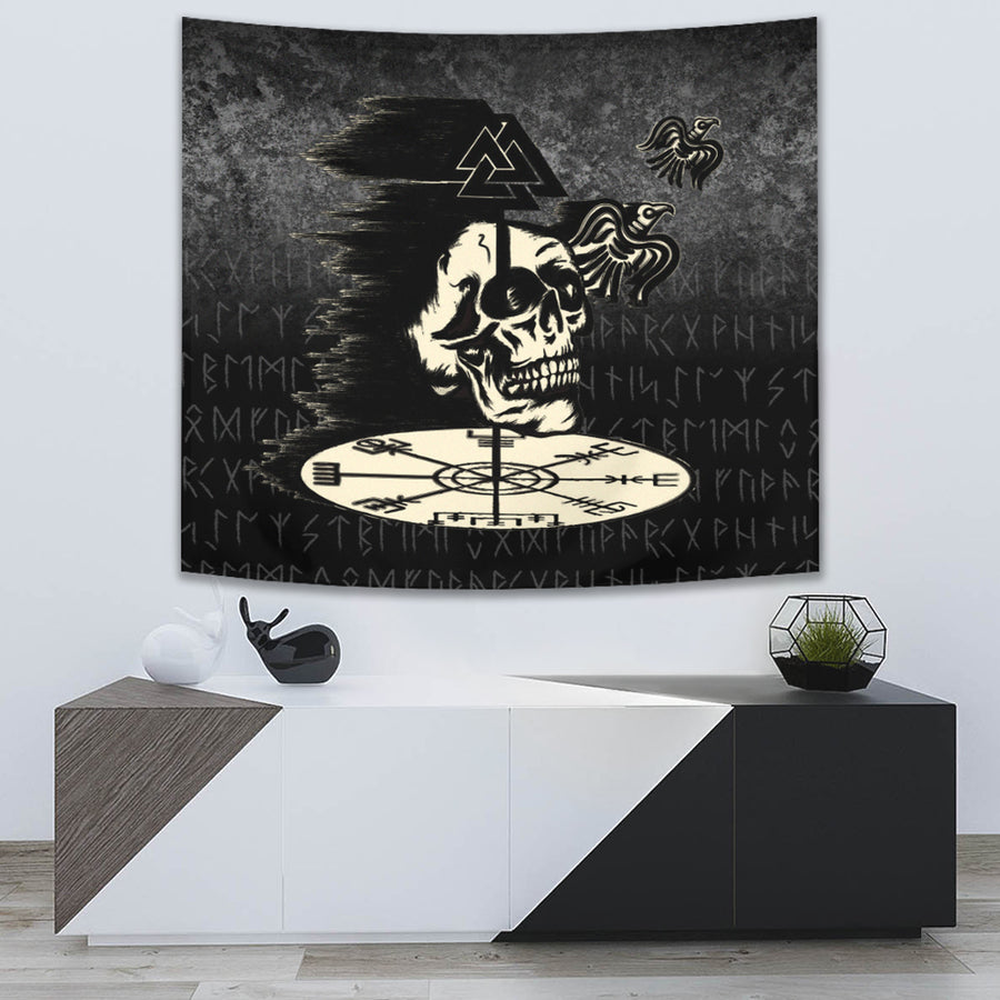 Ligerking Tapestry -Valhalla-Skull-Ravens Tapestry A7