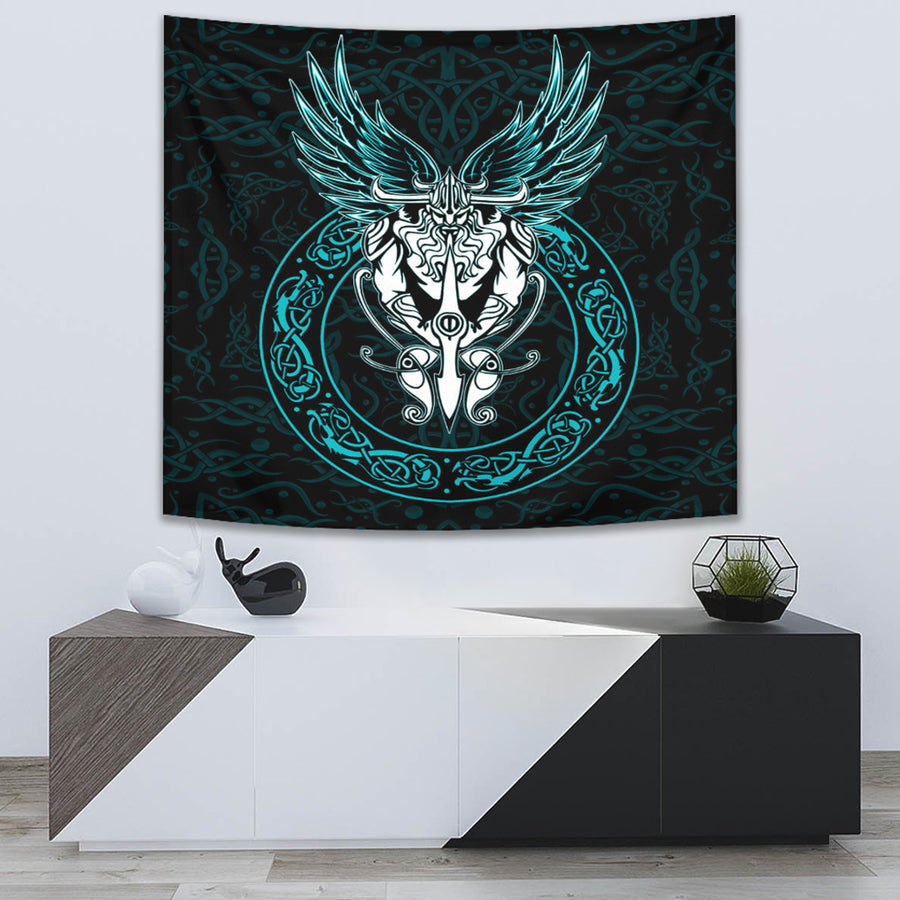 Ligerking Tapestry - OdinWing Viking Turquoise Tapestry A95