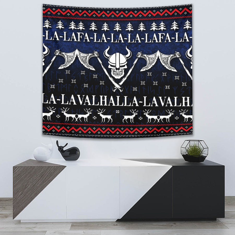 Ligerking Tapestry - Ugly Christmas Viking Fa La La La La Valhalla La Tapestry A7