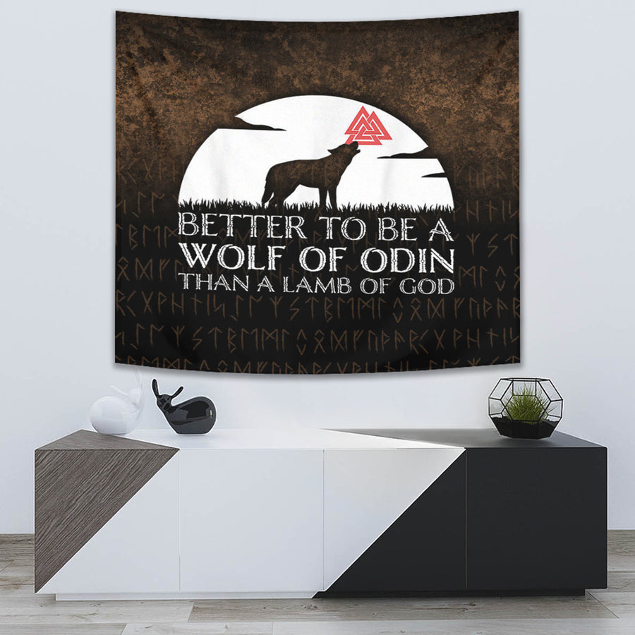 Ligerking Tapestry - Better To Be A Wolf Of Odin Than A Lamb Of God Tapestry A7