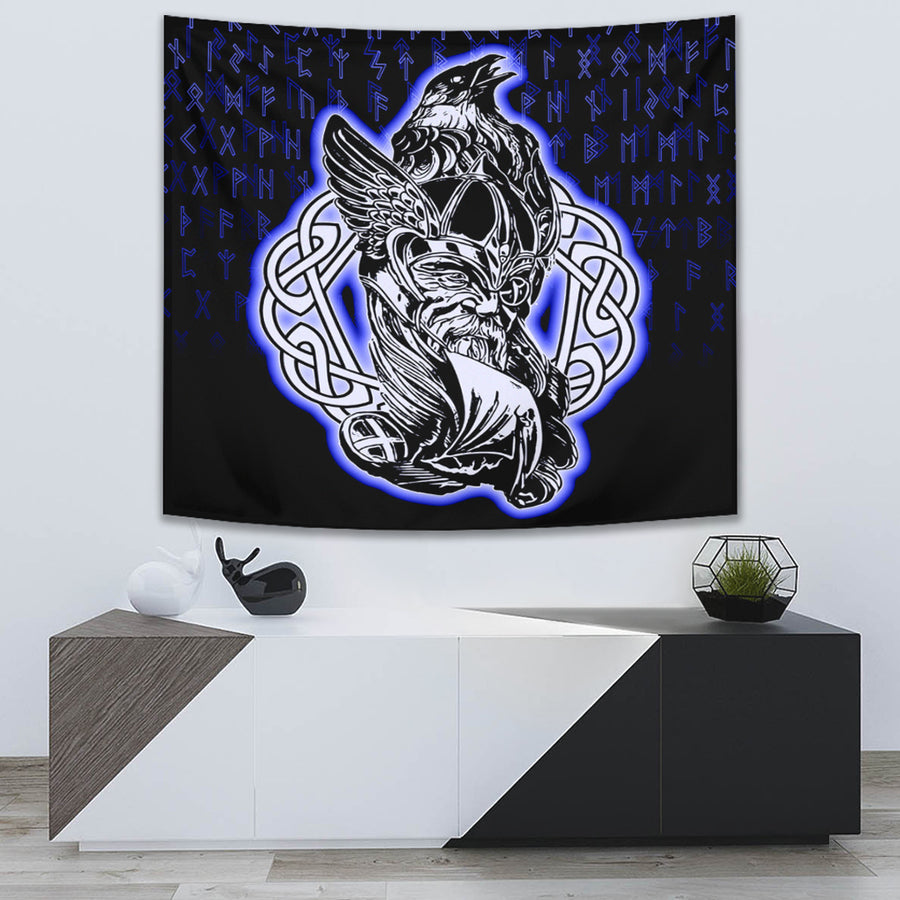 Ligerking Tapestry -Odin Raven Viking Set Blue Tapestry A95