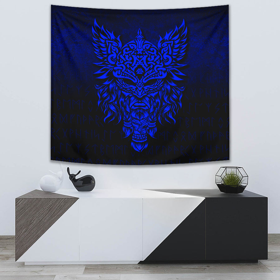 Ligerking Tapestry - Odin The Allfather Asgard God And Chief Of Aesir - Blue Version Tapestry A7