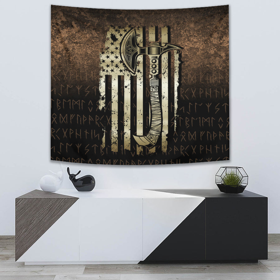 Ligerking Tapestry - USA Flag Viking Cool American Norsemen Tapestry A7