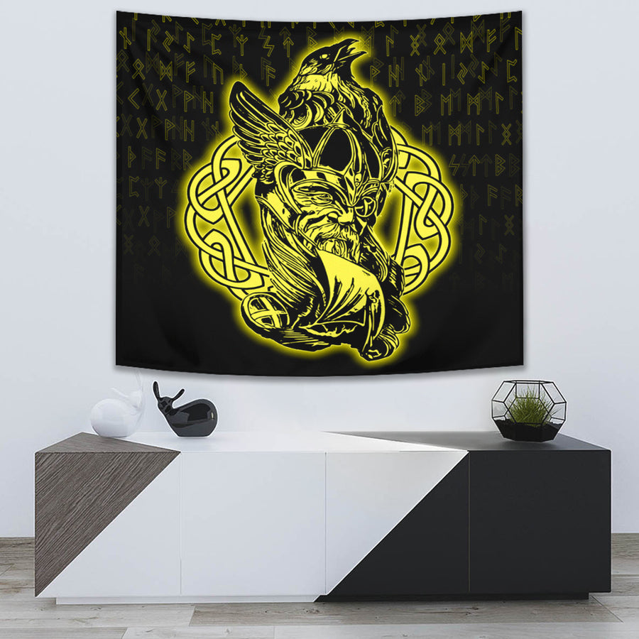 Ligerking Tapestry -Odin Raven Viking Set Gold Tapestry A95