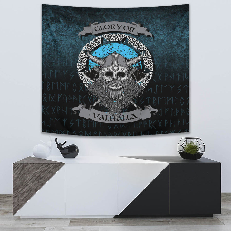 Ligerking Tapestry - Glory or Valhalla Viking Skull Tapestry A7