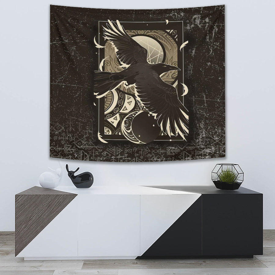 Ligerking Tapestry - Viking Raven Celtic Sun and Moon Tapestry A35