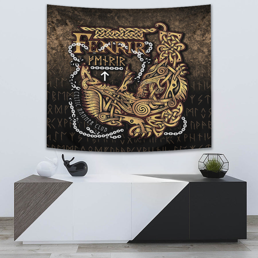 Ligerking Tapestry - Fenrir Ragnarok Viking Monster Wolf Tapestry A7