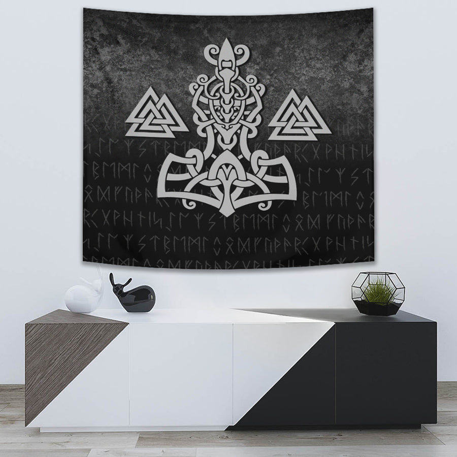 Ligerking Tapestry - Mjolnir and Valknut Tapestry A7