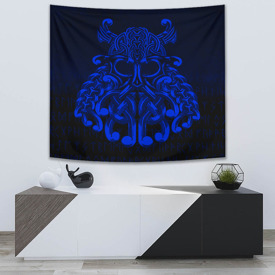 Ligerking Tapestry - Vikings Odin Valhalla - Blue Version Tapestry A7