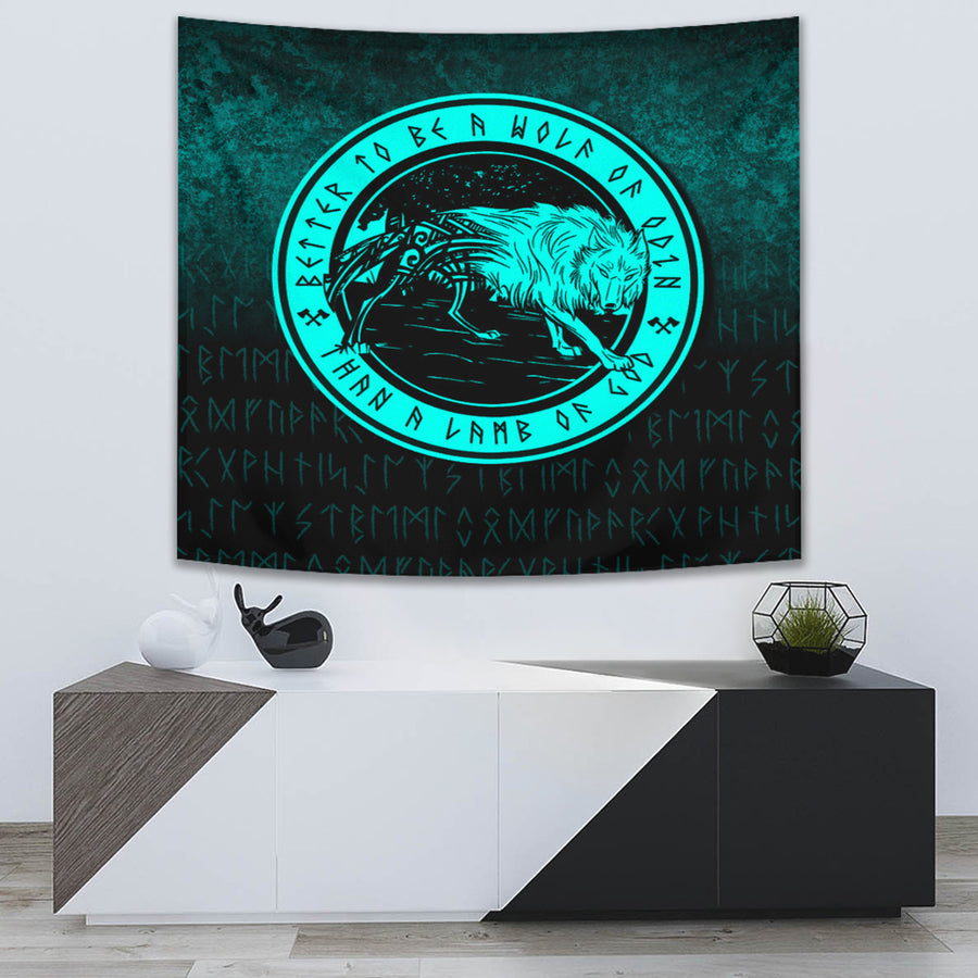 Ligerking Tapestry - Wolf Of Odin - Cyan Version Tapestry A7