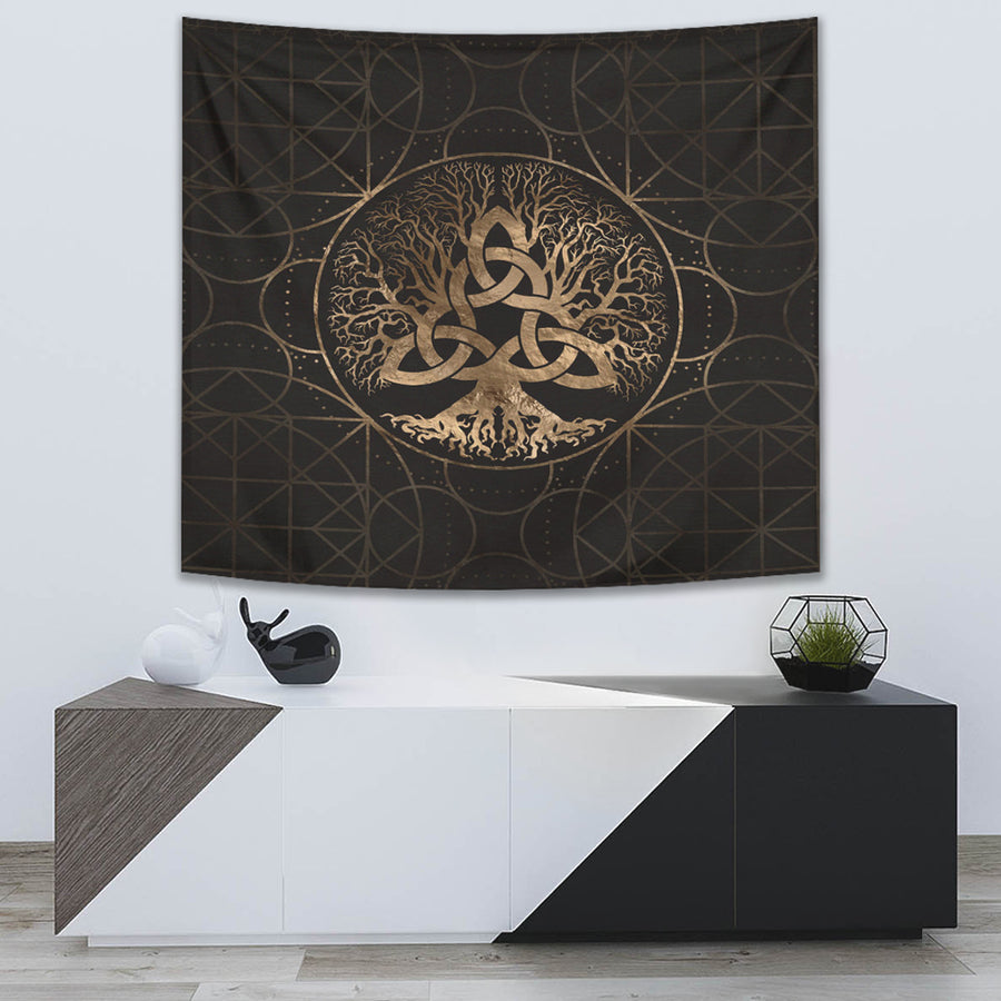 Ligerking Tapestry - Tree of Life Yggdrasil with Triquetra Tapestry A7