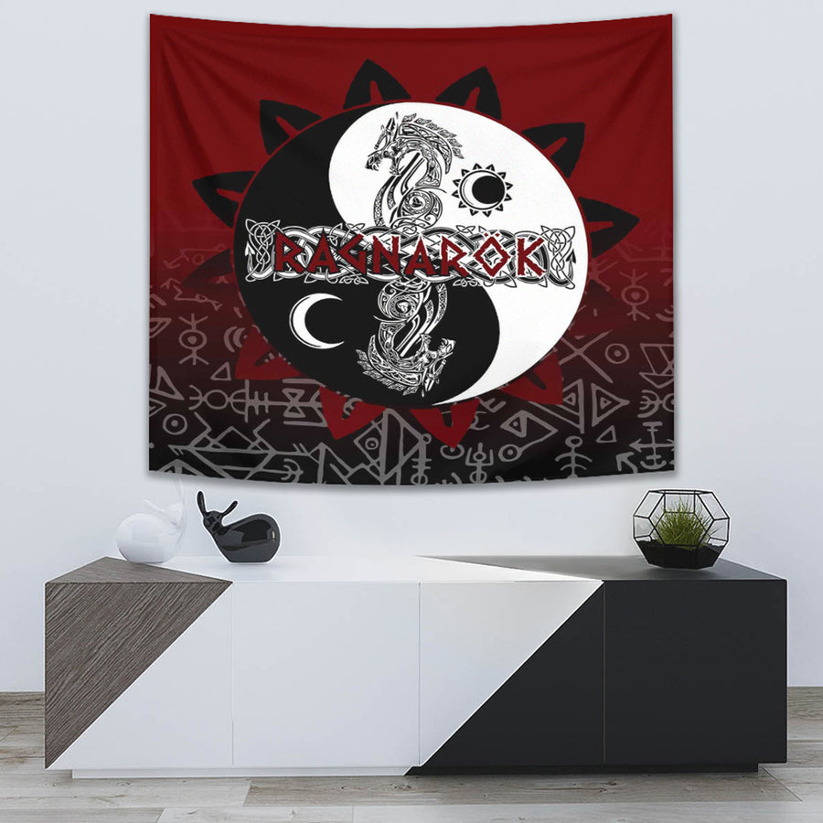 Ligerking Tapestry - Ragnarok Skoll and Hati Style Bagua Tapestry A35