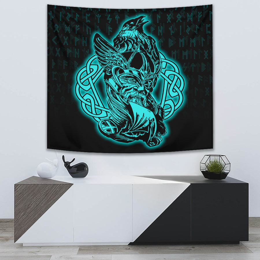 Ligerking Tapestry -Odin Raven Viking Set Turquoise Tapestry A95