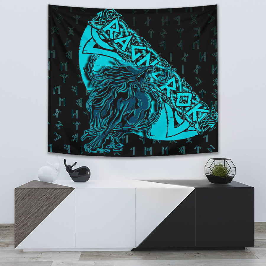 Ligerking Tapestry - Fenrir Ragnarok Cyan Tapestry A94