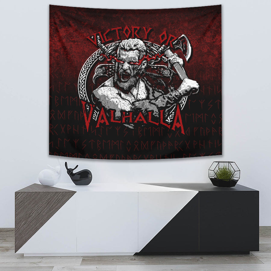 Ligerking Tapestry - Axe Warrior Raven Odin Thor Victory Or Valhalla Tapestry A7