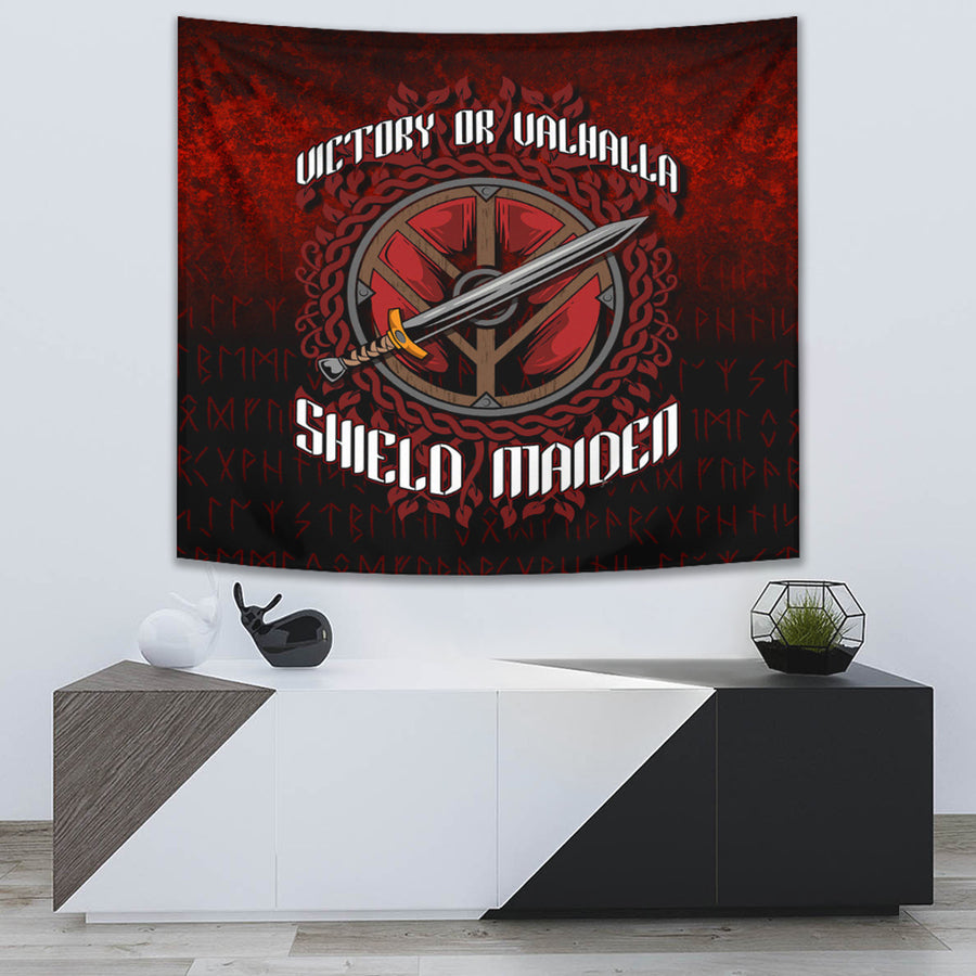 Ligerking Tapestry - Victory or Valhalla Shield Maiden Tapestry A7