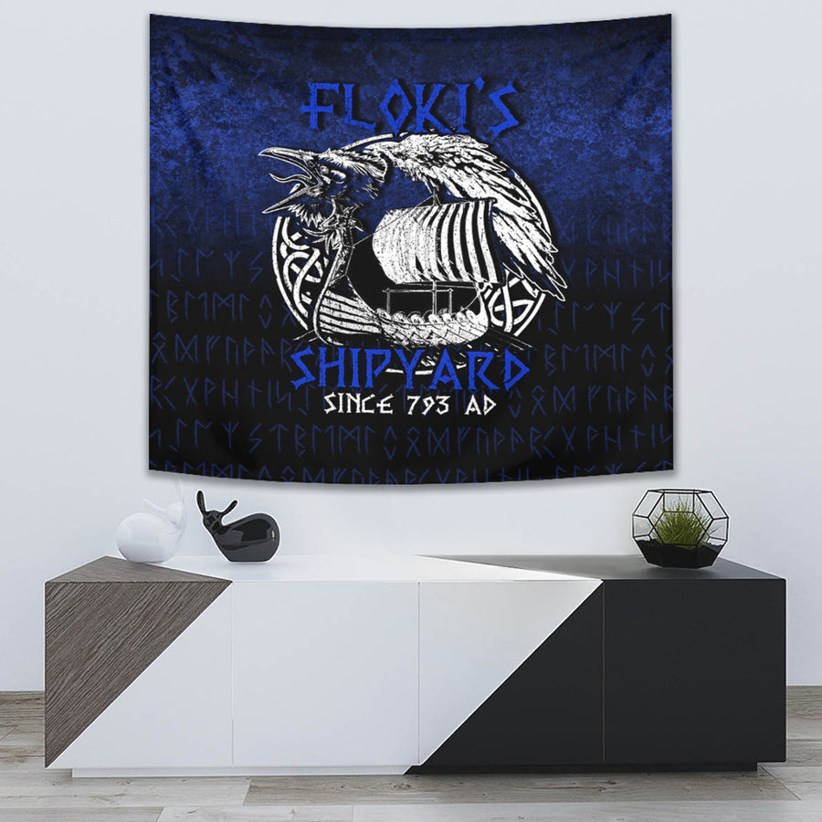 Ligerking Tapestry - Kattegat Longboat Raven Norse Mythology Flokis Shipyard Tapestry A7
