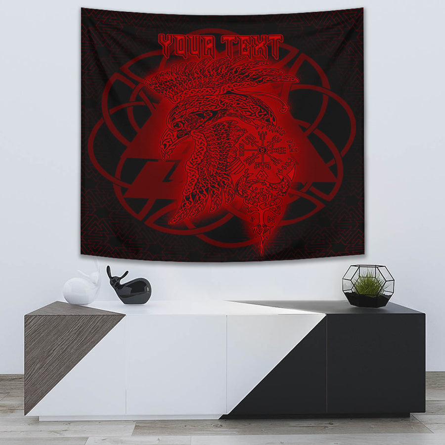 Ligerking Tapestry - Valknut Raven Red Viking Homeset Tapestry A95