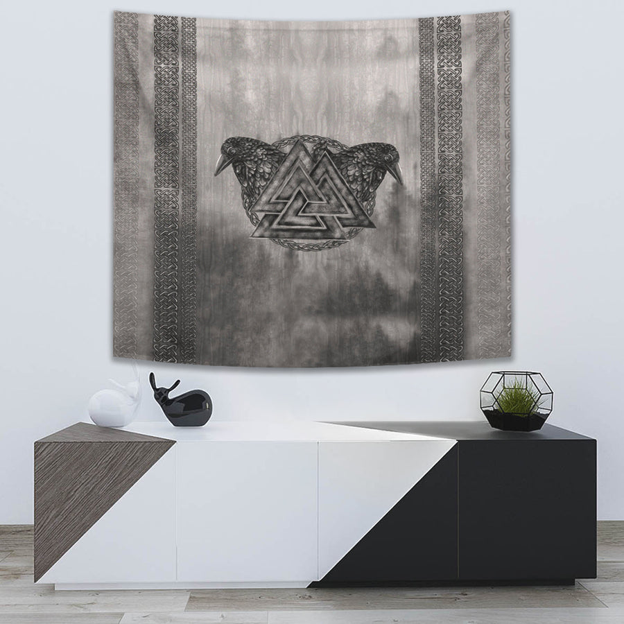 Ligerking Tapestry - Viking Valknut and Raven Tapestry A7