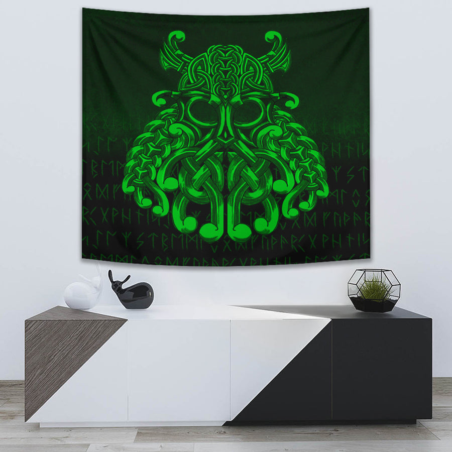 Ligerking Tapestry - Vikings Odin Valhalla - Green Version Tapestry A7