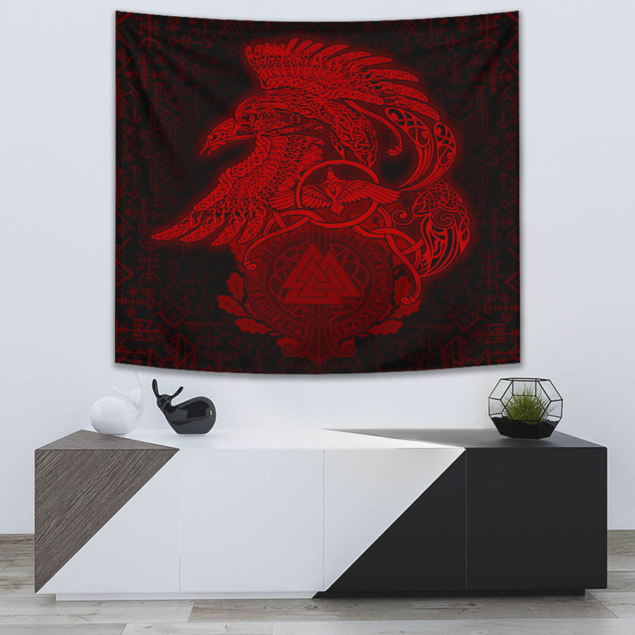 Ligerking Tapestry -Raven Celtic Viking Red Homeset Tapestry A95