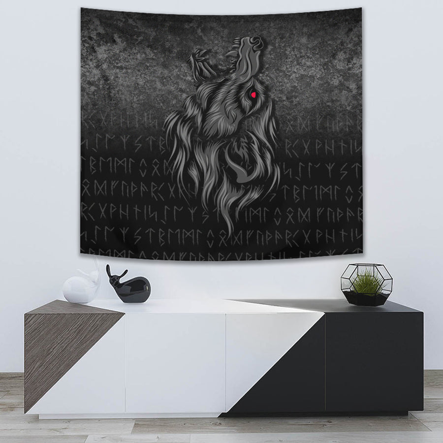 Ligerking Tapestry -Viking Fenrir Wolf Howls To The Gods Tapestry A7