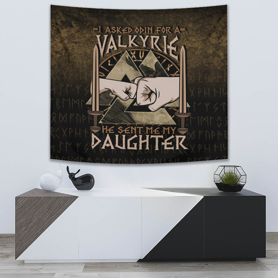 Ligerking Tapestry - I asked Odin for a Valkyrie Viking Daughter 2 Tapestry A7