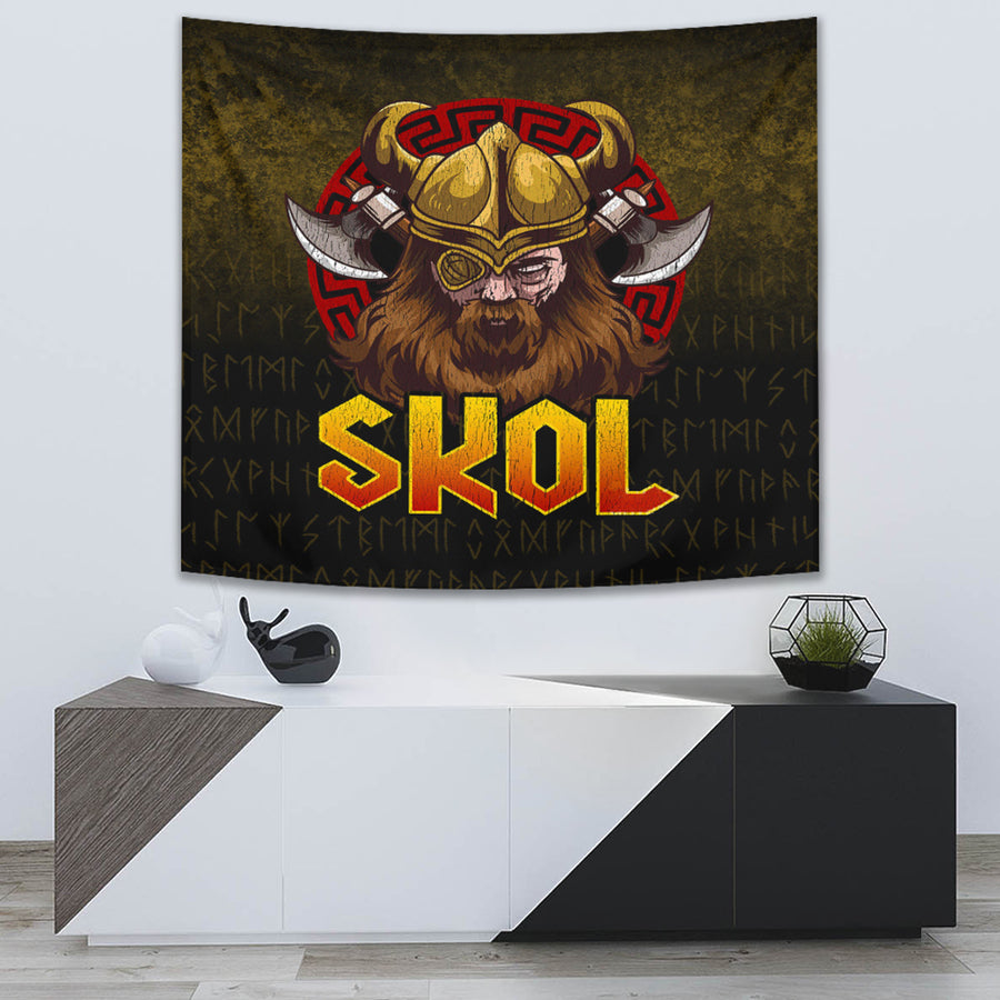 Ligerking Tapestry - Skol Viking Beer Norse Mythology Warrior Drinking Tapestry A7