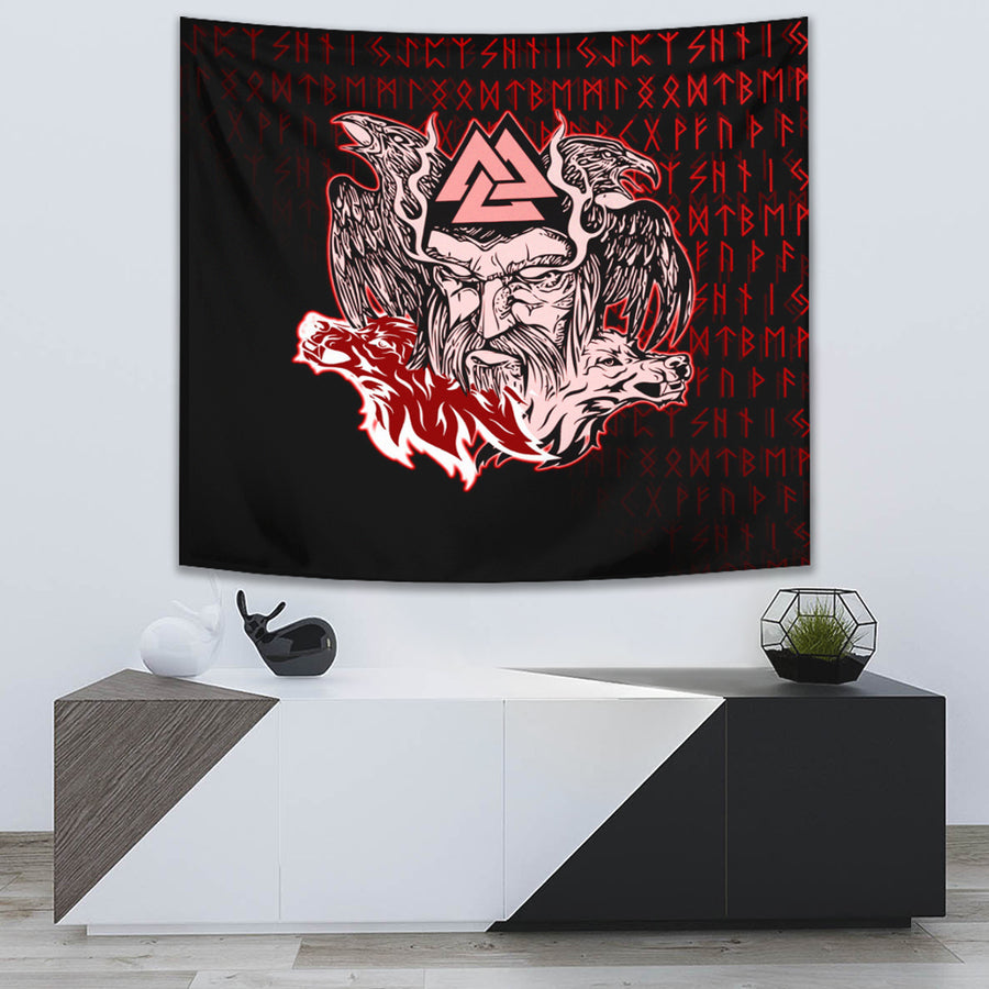 Ligerking Tapestry -Odin Viking Set Red Tapestry A95