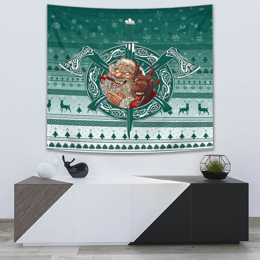 Ligerking Tapestry -Viking Santa and Reindeer Christmas Pattern Tapestry A94