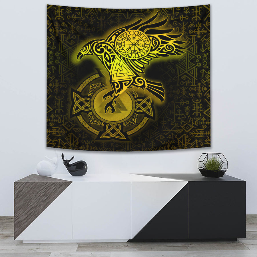 Ligerking Tapestry -Celtic Raven Special Yellow Viking Homeset Tapestry A95