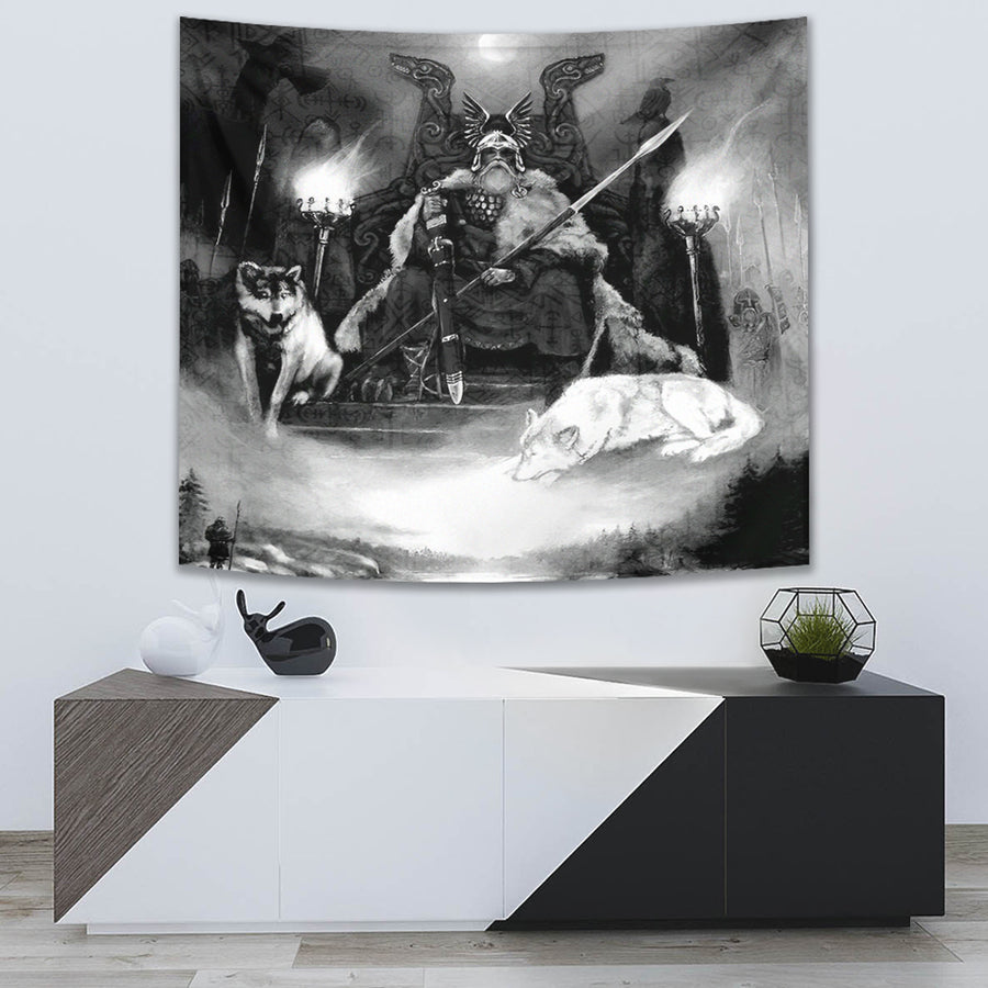 Ligerking Tapestry - King Odin Viking Wolf Tapestry A95