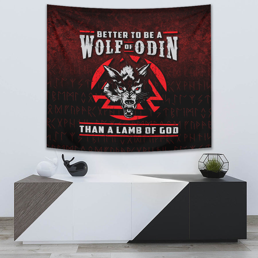 Ligerking Tapestry - Better To Be A Wolf Of Odin Than A Lamb Of God Tapestry A7
