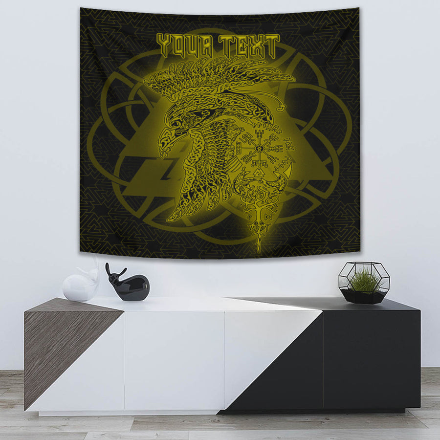 Ligerking Tapestry - Valknut Raven Gold Viking Homeset Tapestry A95