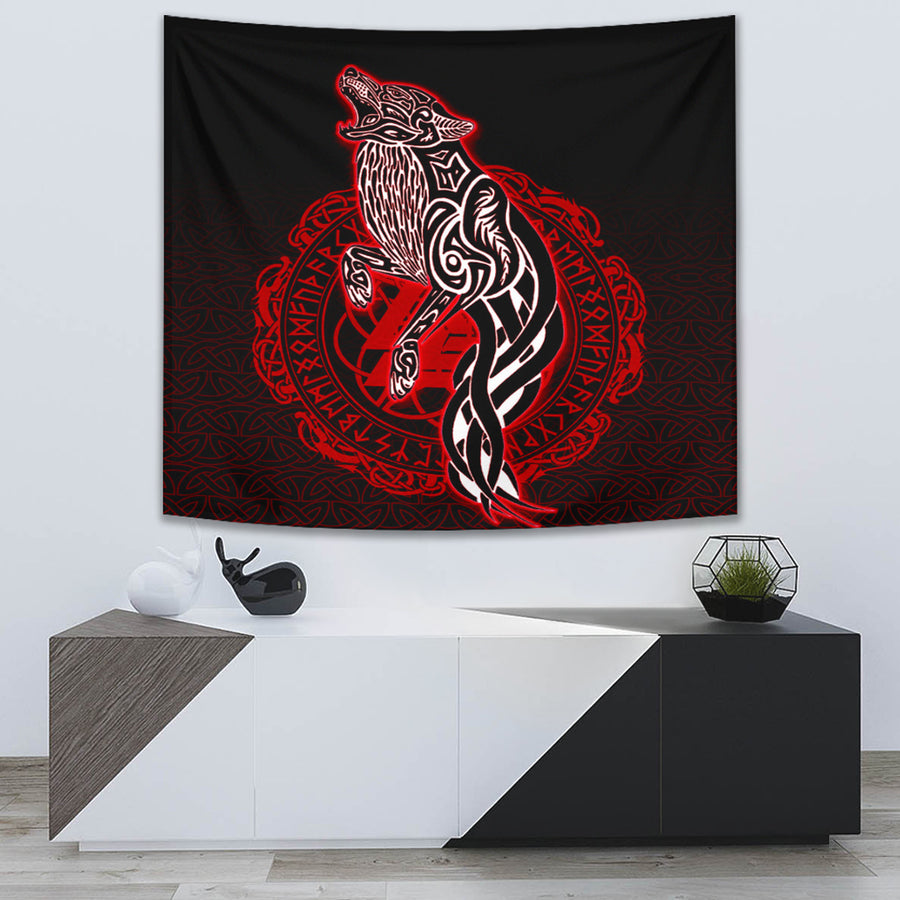 Ligerking Tapestry -Wolf Viking Red Tapestry A95